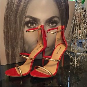 Red & Gold BeBe heels
